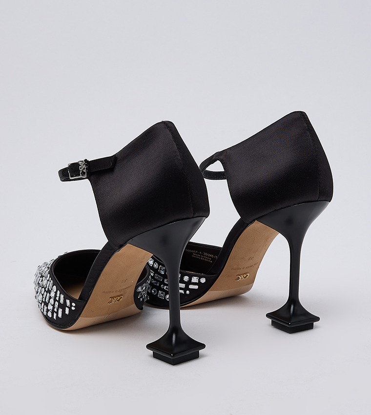 Embellished Sculptural Heel D'Orsay Pumps
