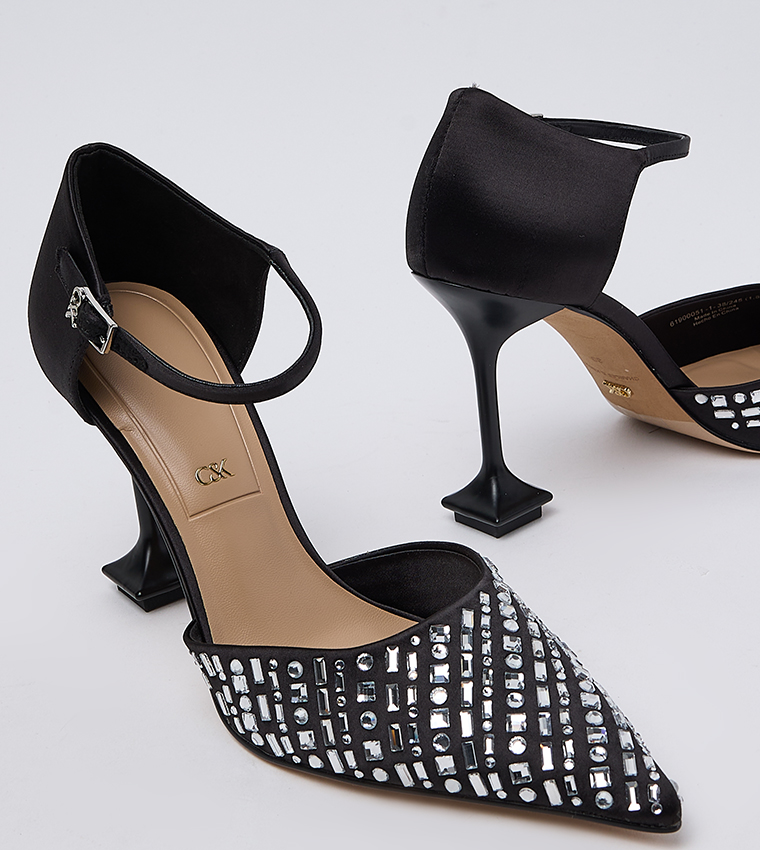 Embellished Sculptural Heel D'Orsay Pumps