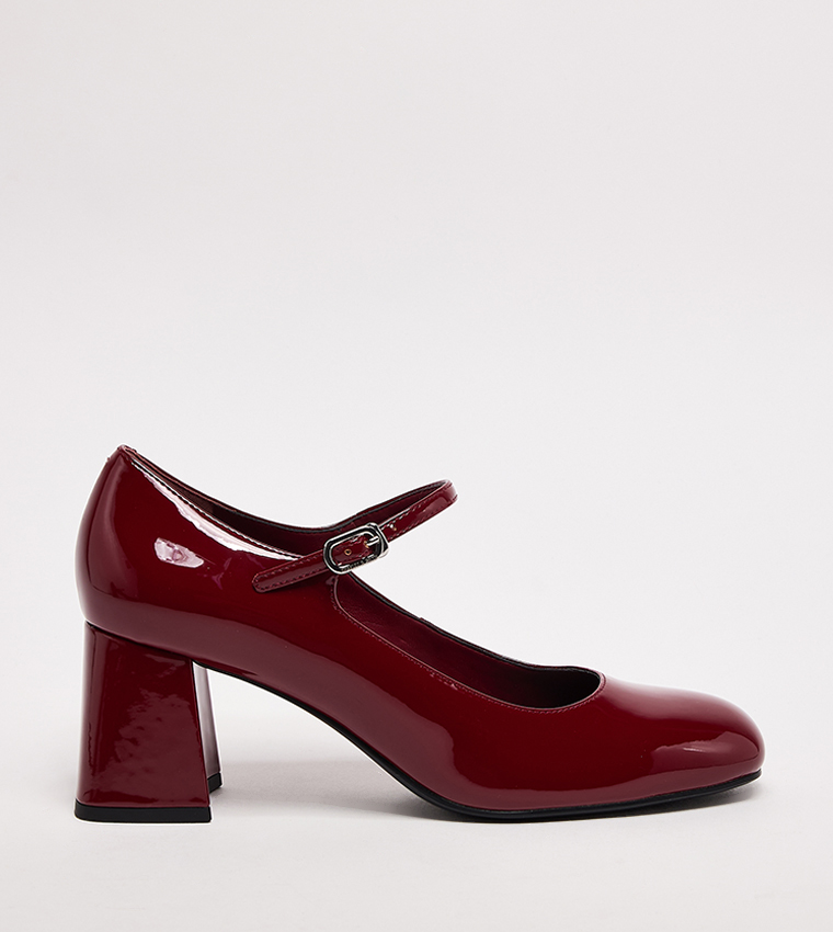 Glossy Block Heel Mary Jane Shoes