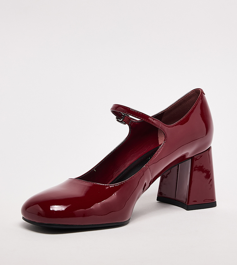 Glossy Block Heel Mary Jane Shoes