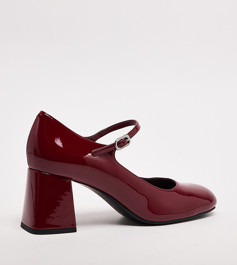 Glossy Block Heel Mary Jane Shoes