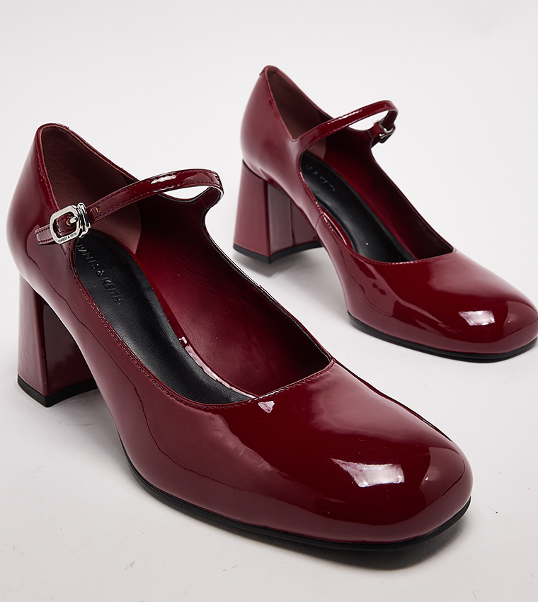 Glossy Block Heel Mary Jane Shoes