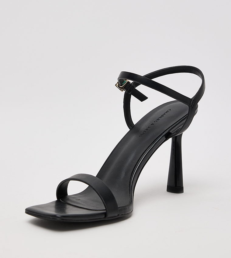 Square Toe Ankle Strap Heeled Sandals