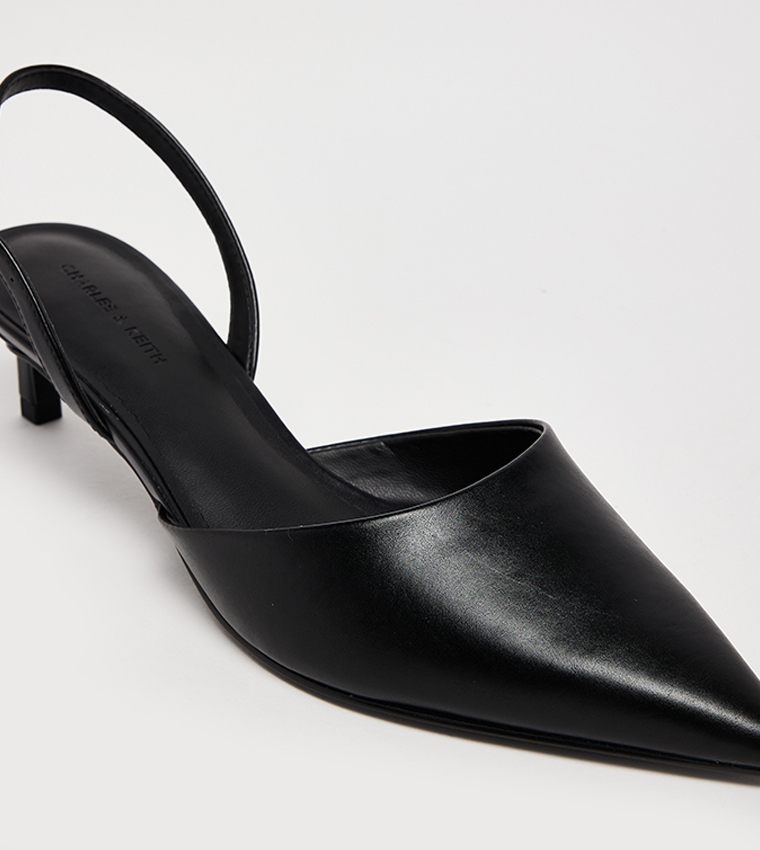 Textured Pointed Toe Slingback Pumps