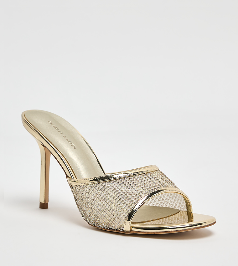 Mesh Detail Stiletto Heel Sandals