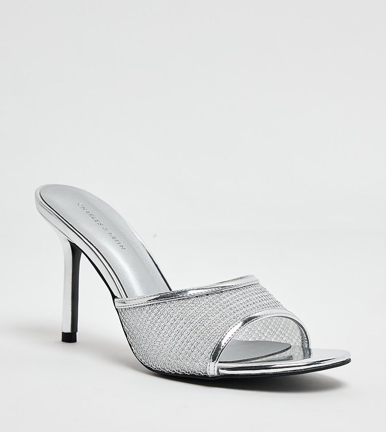 Mesh Detail Stiletto Heel Sandals