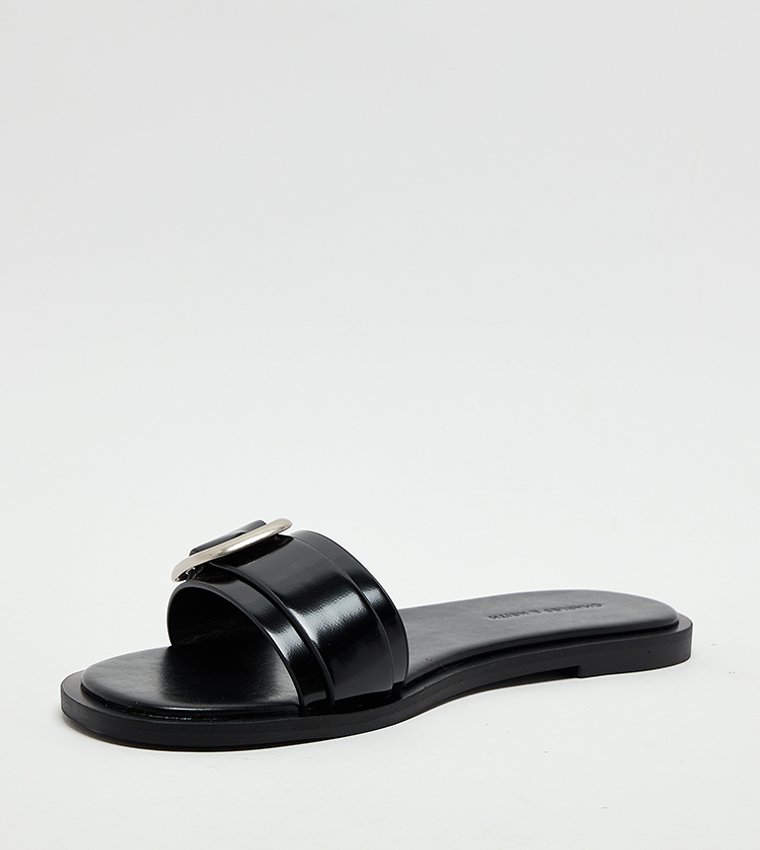 Buckle-Strap Slide Sandals
