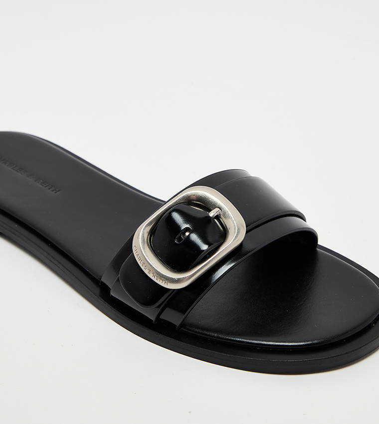 Buckle-Strap Slide Sandals