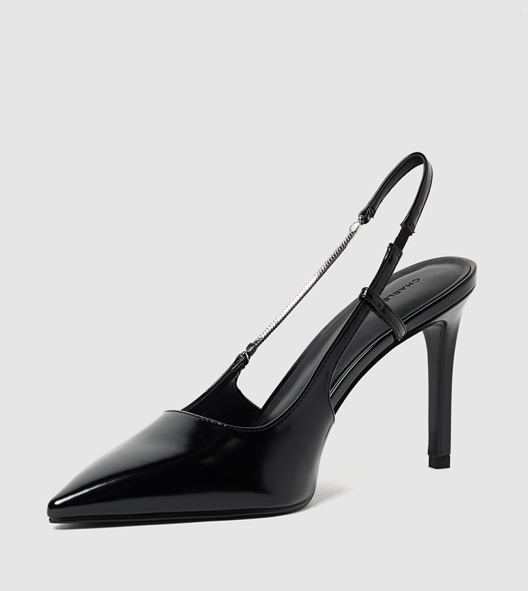 حذاء كعب بمقدمة مدببة وحزام خلفي