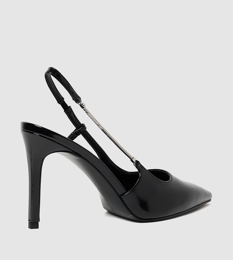 حذاء كعب بمقدمة مدببة وحزام خلفي