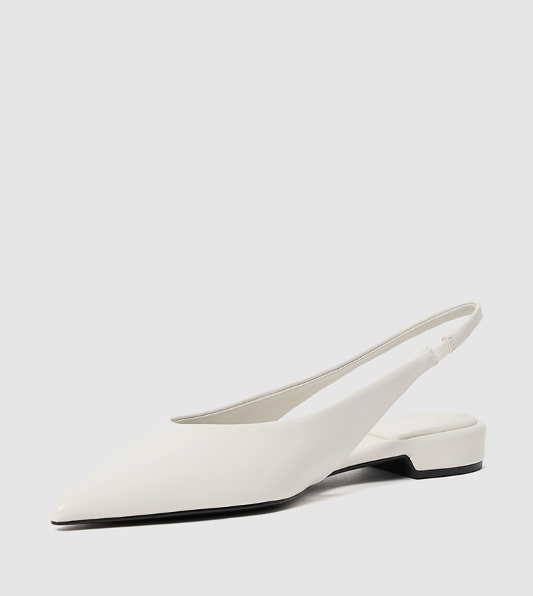 Buy Charles & Keith Pointed Toe Slingback Flats In White
