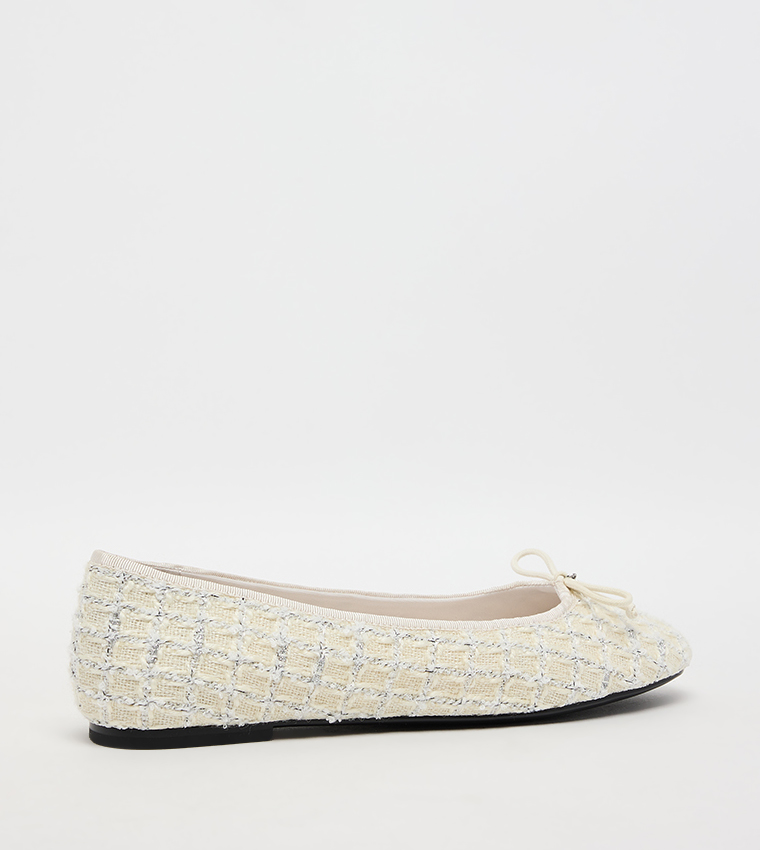 Tweed Round Toe Ballerinas
