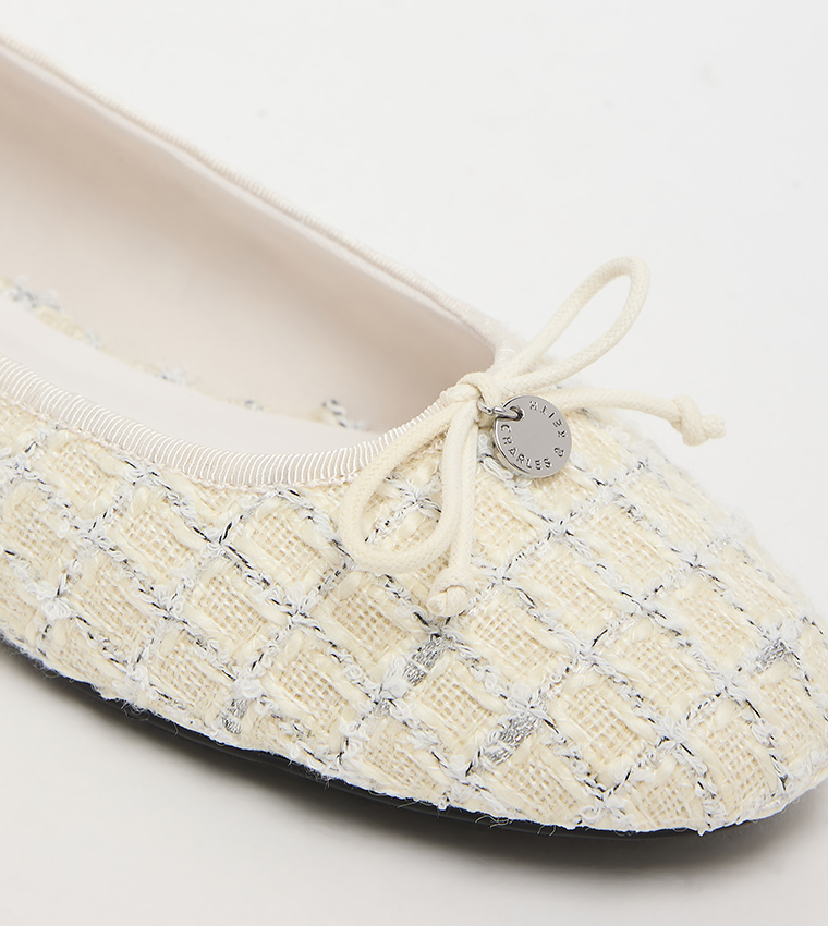 Tweed Round Toe Ballerinas