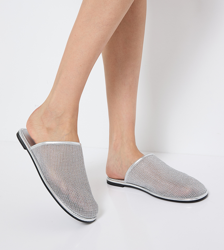 Mesh High-Vamp Flat Mules