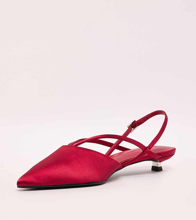 Satin Slingback Kitten Heel Pumps