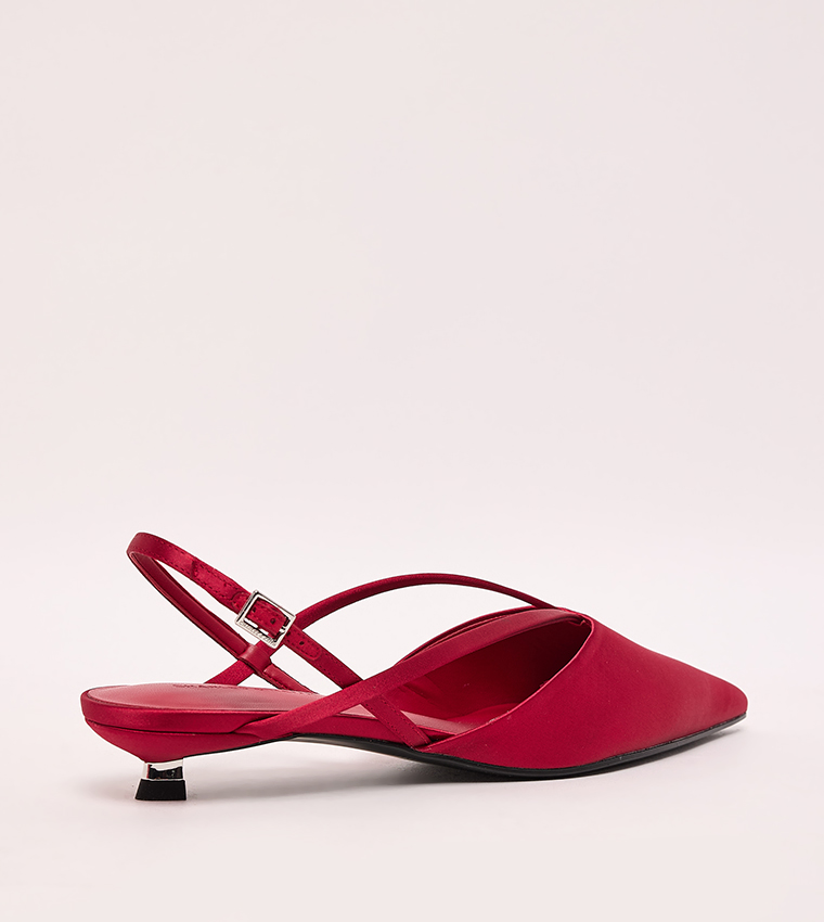 Satin Slingback Kitten Heel Pumps