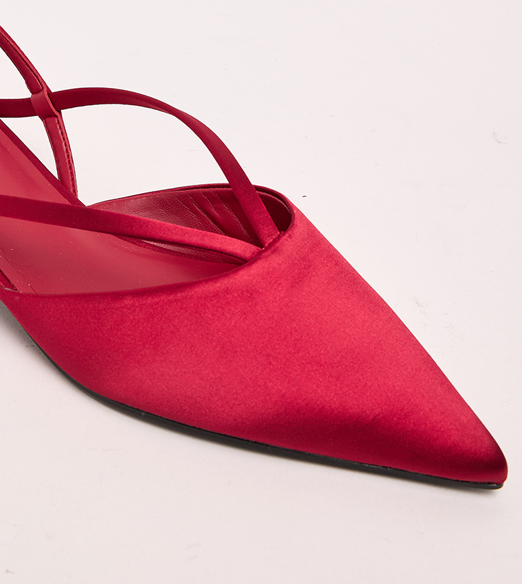 Satin Slingback Kitten Heel Pumps