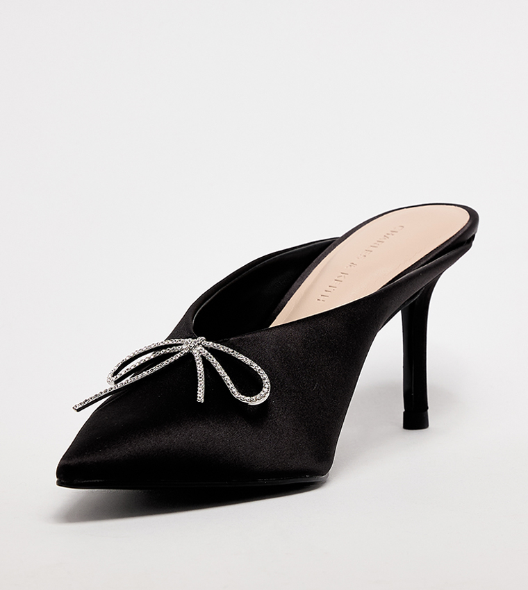 Embellished Pointed Toe Mule Pumps