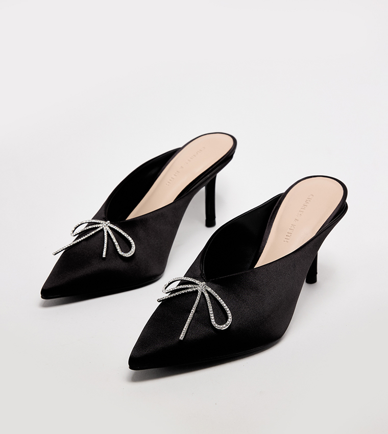 Embellished Pointed Toe Mule Pumps