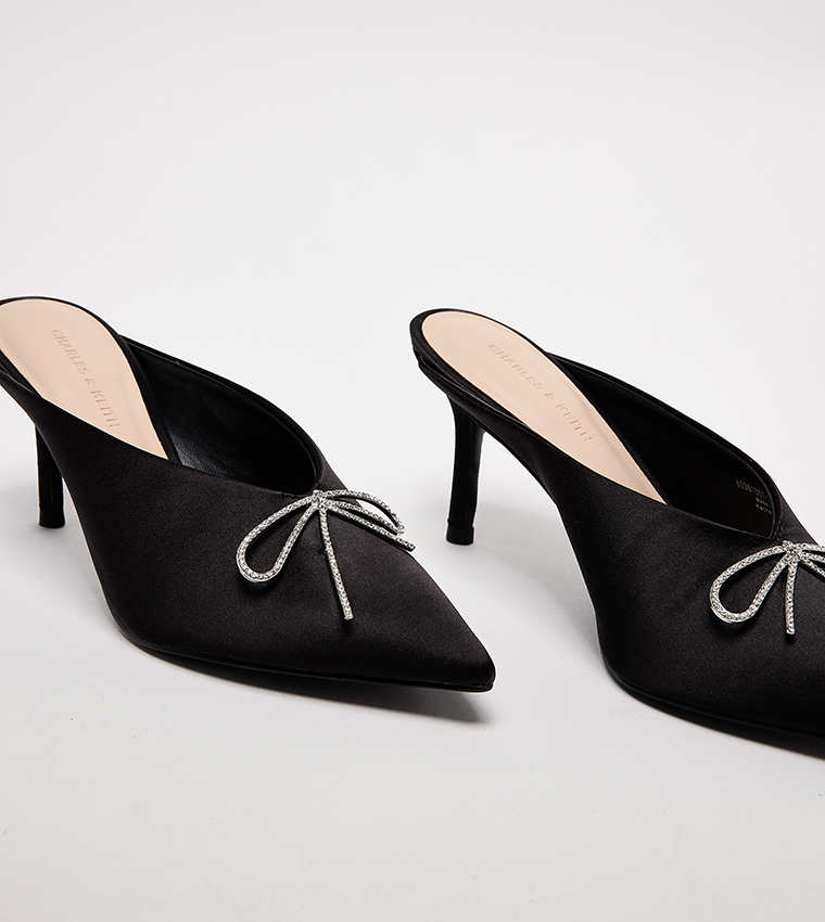 Embellished Pointed Toe Mule Pumps