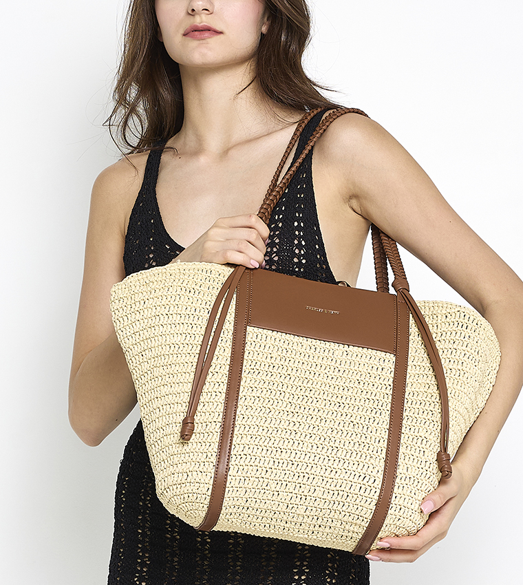 SHALIA Raffia Tote Bag