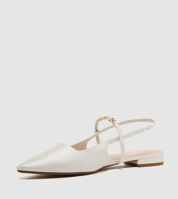 TRIFINA Metal Detail Pointed Toe Slingback Flats