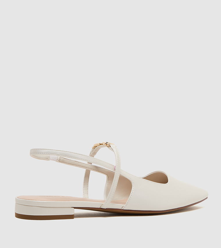 TRIFINA Metal Detail Pointed Toe Slingback Flats