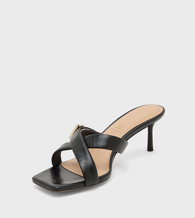 CODY Solid Crossover Strap Heeled Sandals
