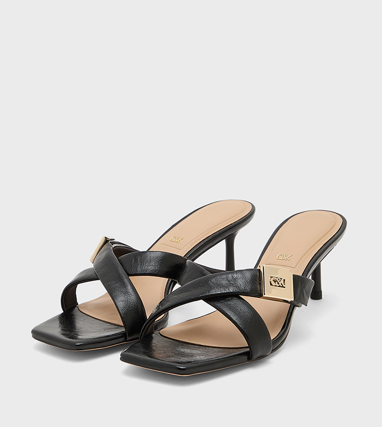 CODY Solid Crossover Strap Heeled Sandals