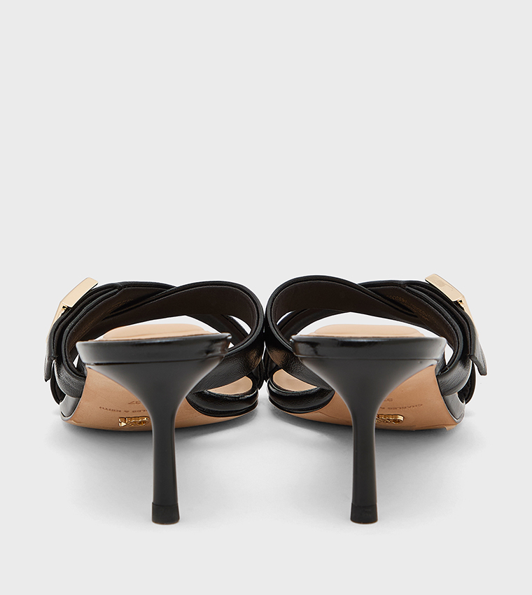 CODY Solid Crossover Strap Heeled Sandals