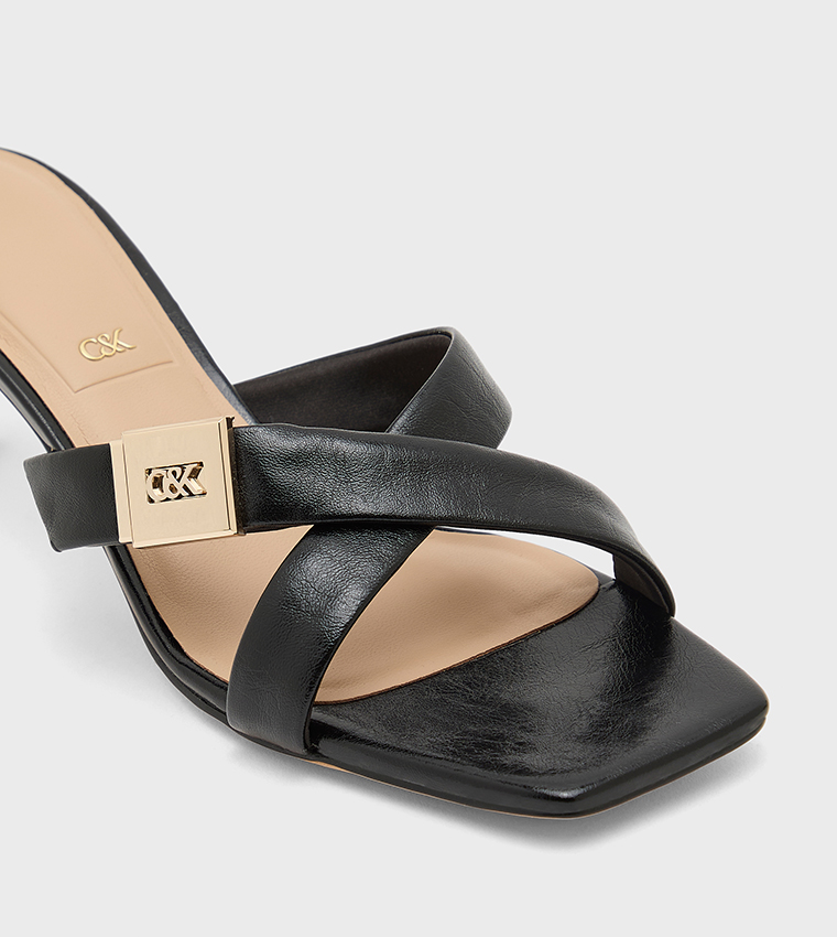 CODY Solid Crossover Strap Heeled Sandals