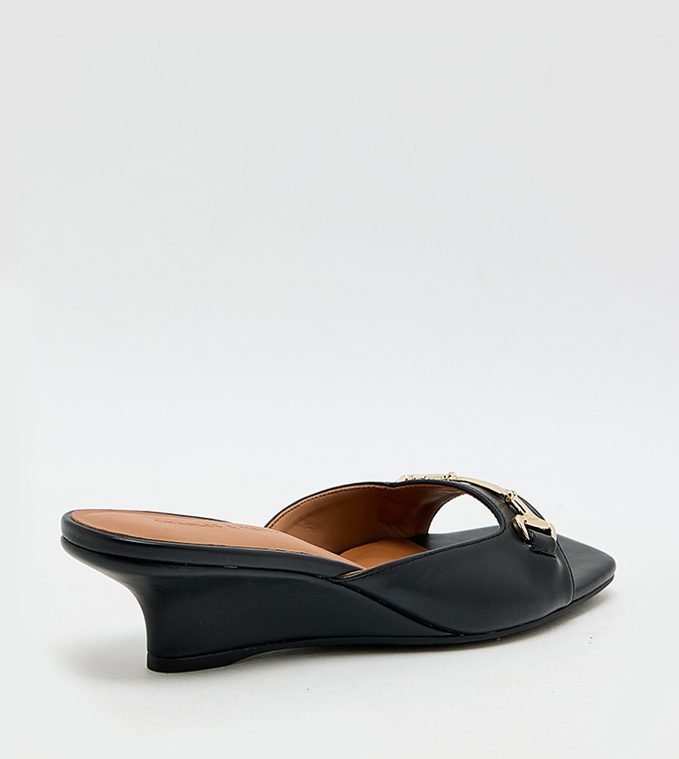 ERINNA Solid Square Toe Wedge Sandals