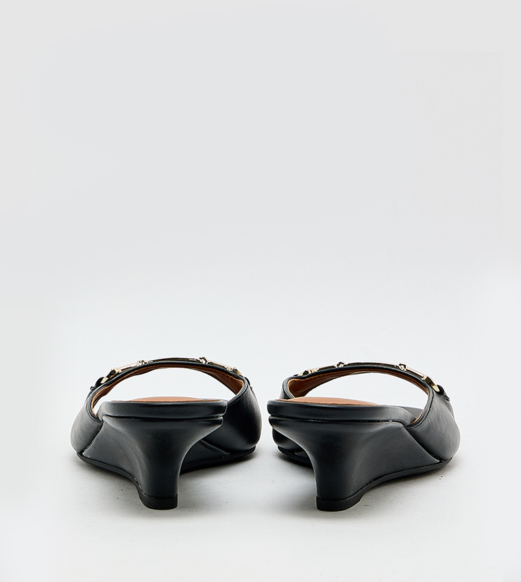 ERINNA Solid Square Toe Wedge Sandals