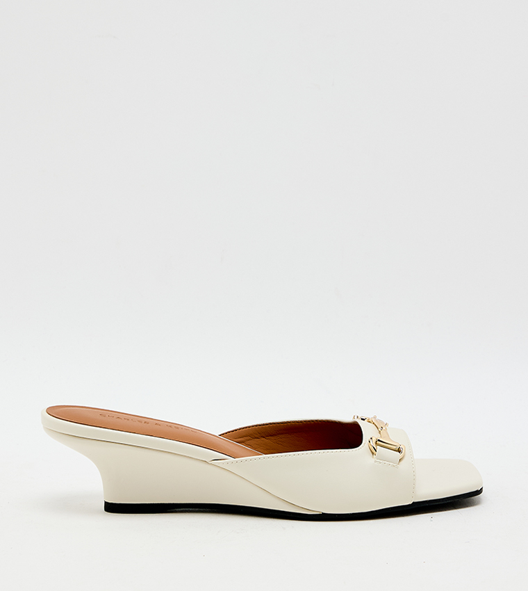 ERINNA Solid Square Toe Wedge Sandals