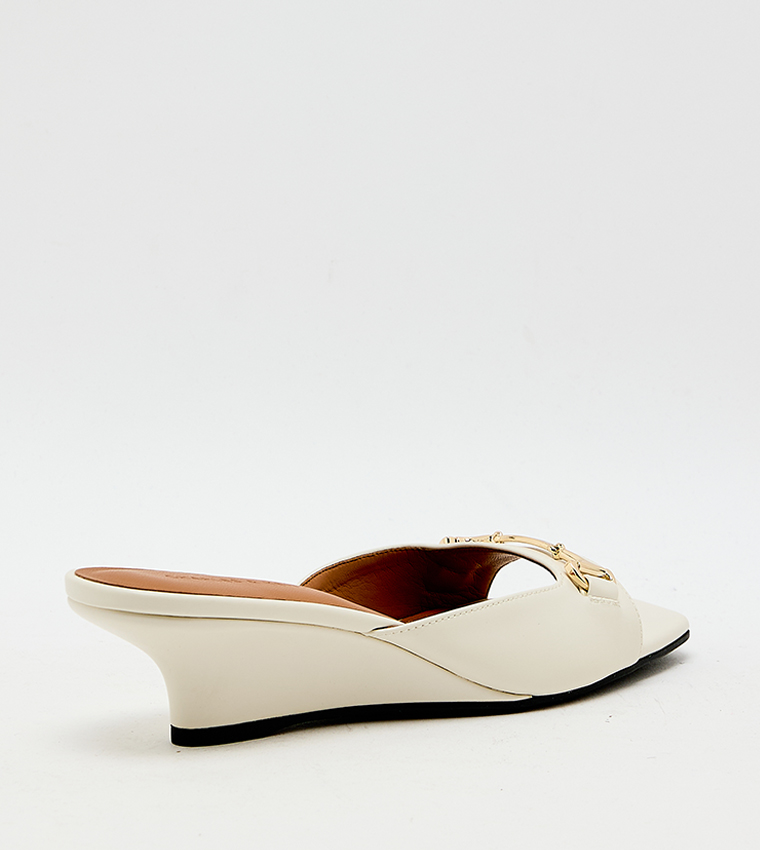ERINNA Solid Square Toe Wedge Sandals
