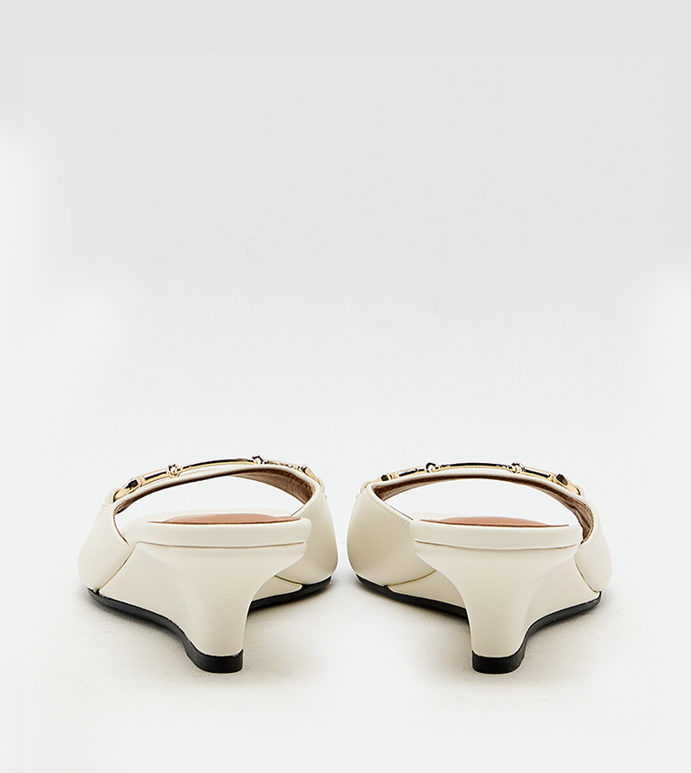 ERINNA Solid Square Toe Wedge Sandals