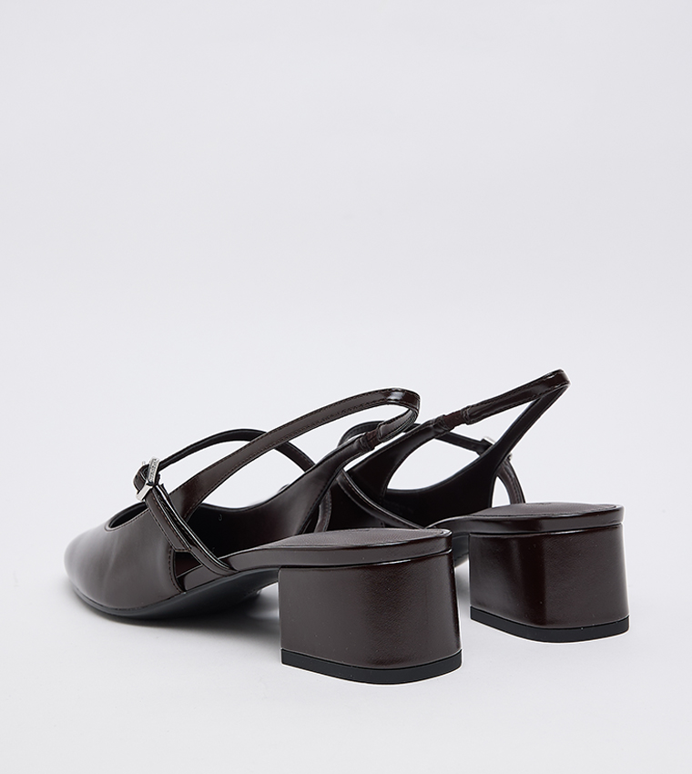Block Heel Slingback Mary Jane Pumps