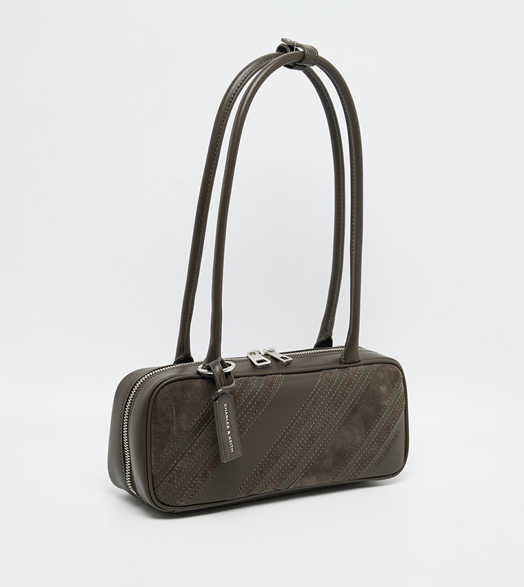ZEYA Recycled Suede Striped Shoulder Bag