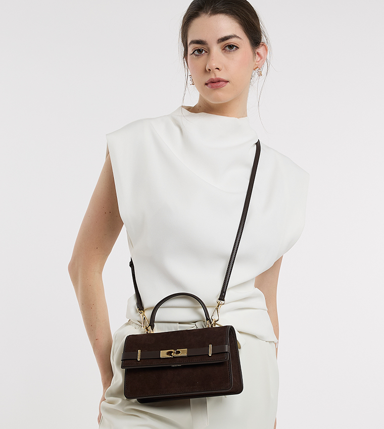 شنطة يد شامواه معاد تدويره بحزام 