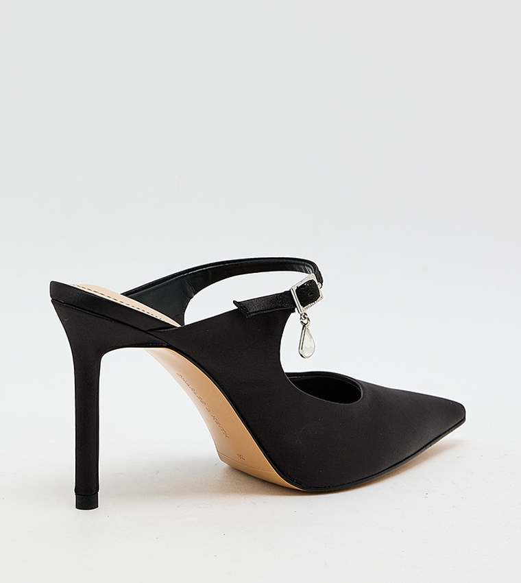 Solid Buckle Detail Pointed Toe Mule Pumps