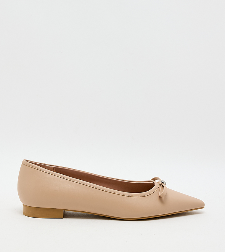 Solid Bow Detail Ballerinas