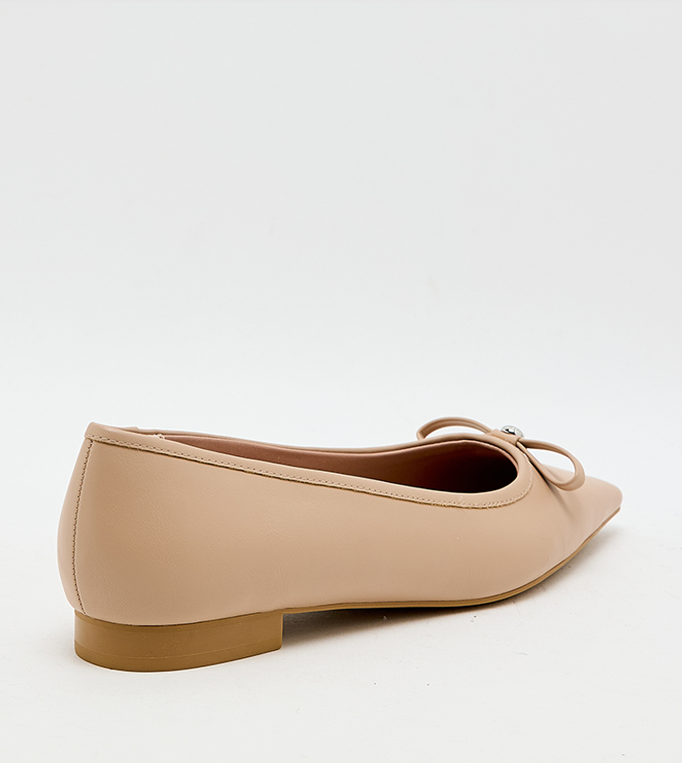 Solid Bow Detail Ballerinas