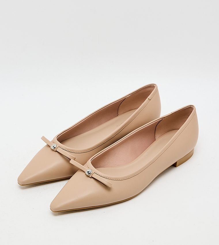 Solid Bow Detail Ballerinas