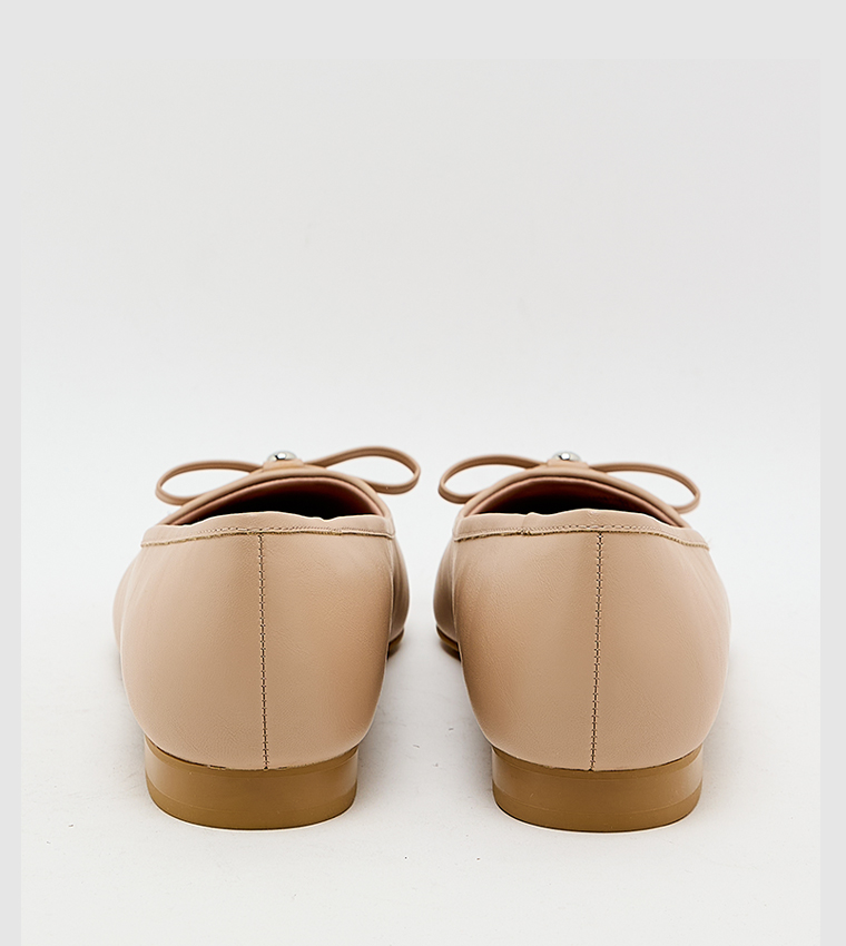 Solid Bow Detail Ballerinas