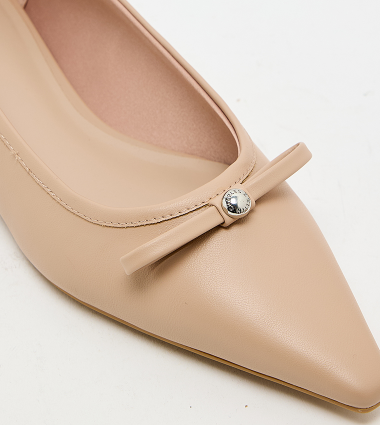 Solid Bow Detail Ballerinas