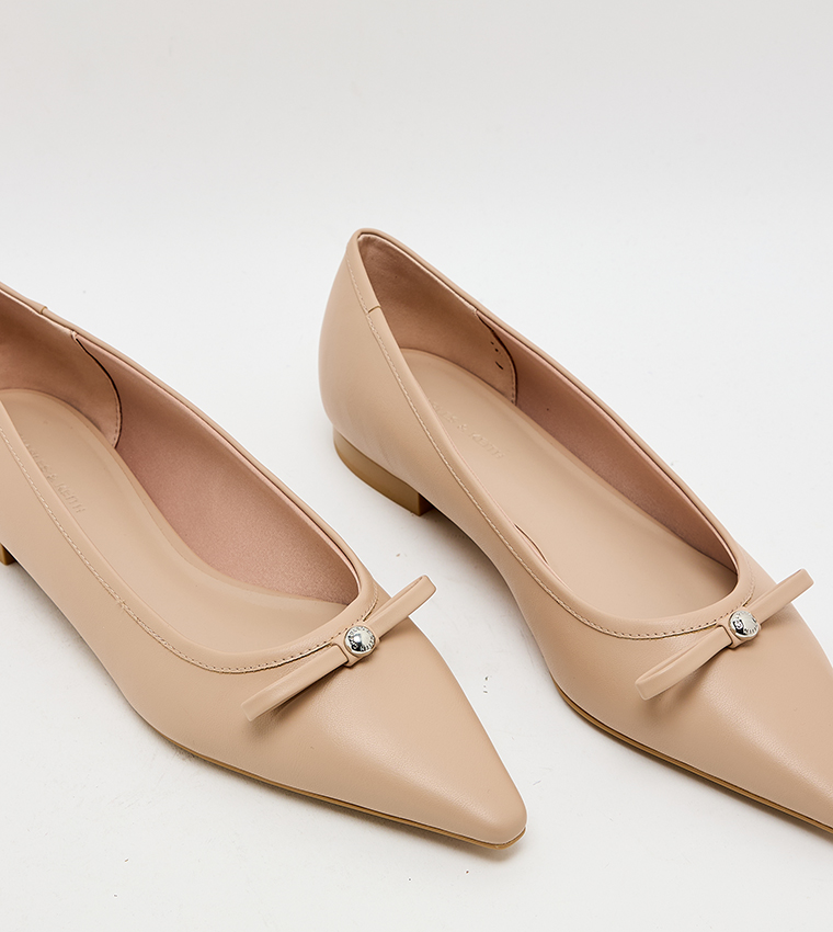 Solid Bow Detail Ballerinas