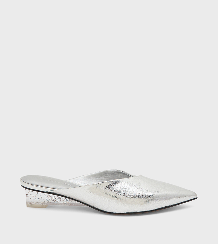 Metallic Pointed Toe Wedge Pumps