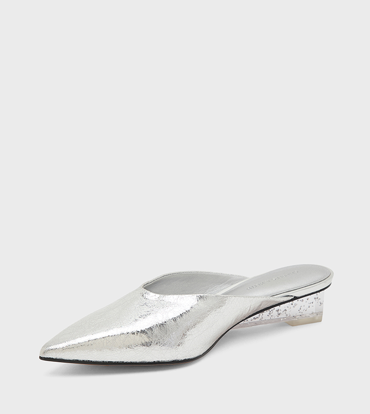 Metallic Pointed Toe Wedge Pumps