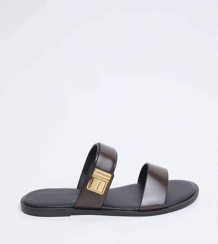 Charles & Keith  Flat Sandals - Dark Brown Flat Sandals