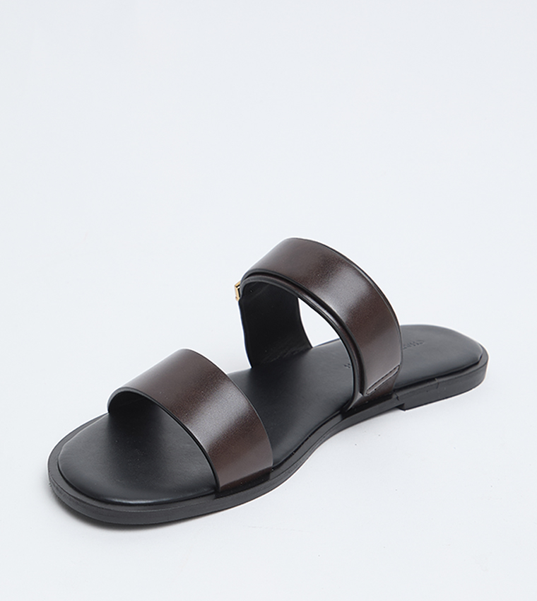 Charles & Keith  Flat Sandals - Dark Brown Flat Sandals